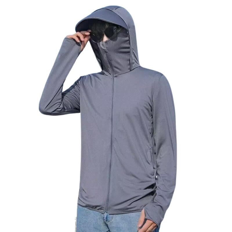 Image of Men and Women's UV Protection Jacket with Detachable Hood and Large Brim for Summer