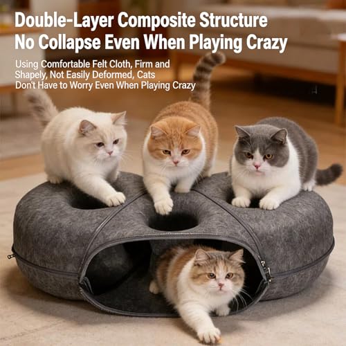 Tunnel rond pour plusieurs chats la solution lit chaud contre l'ennui - 5