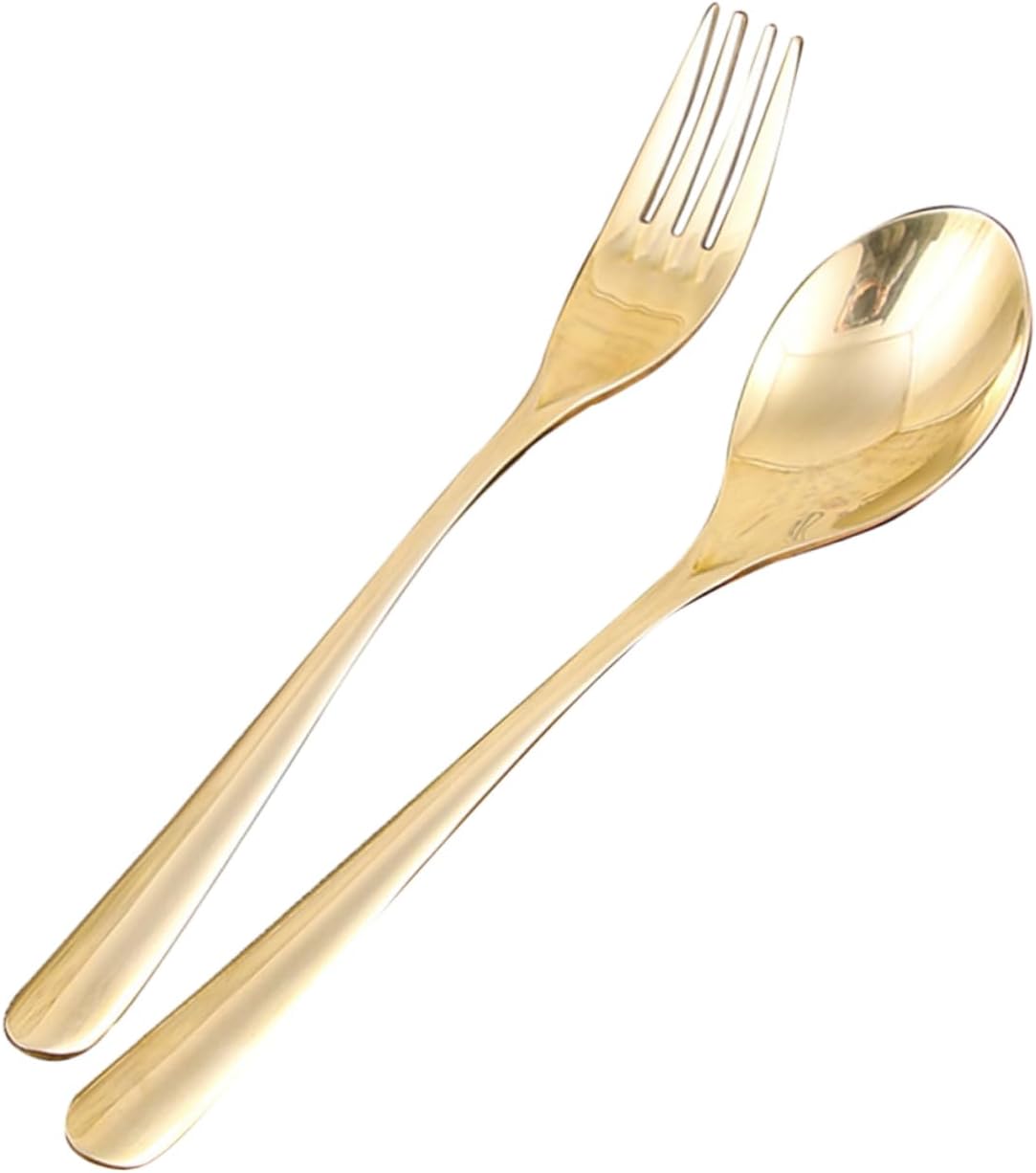 3sets Brass Dinnerware Handle Spoon and Fork Kit for Western Dining for Weddings Birthdays and Camping Portable and Tableware