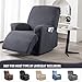 KinCam Recliner Covers, Stretch Reclining Chair Covers, Recliner Sofa Slipcovers Stripe Jacquard Recliner Couch Covers Furniture Protector Covers for Pet Kid (1 Seater, Charcoal Gray)