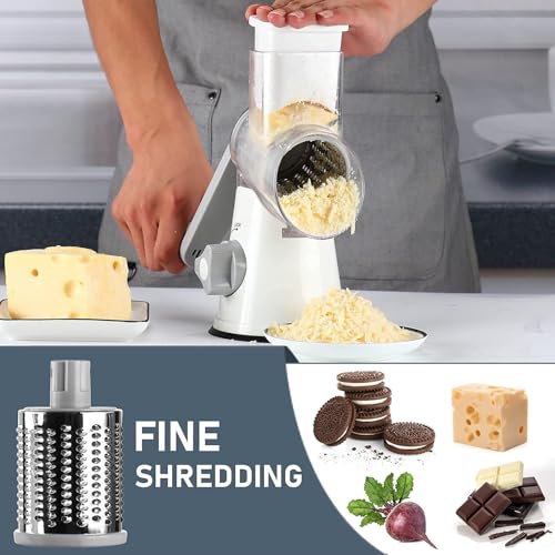 image for KEOUKE Rotary Cheese Grater with Handle Vegetable Cheese Shredder Slic