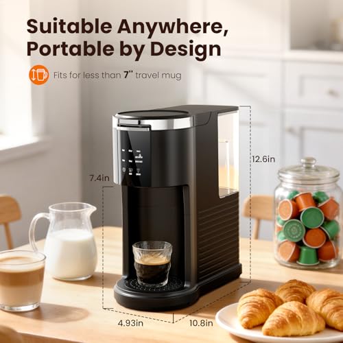 Image of Kismile Single Serve Coffee Maker, 2 in 1 Drop Coffee Machine Compatible with K Cup & Ground Coffee, 5 Brew Sizes 6-14 Oz, 40oz Removable Water Tank,Self-Cleaning Function, Black
