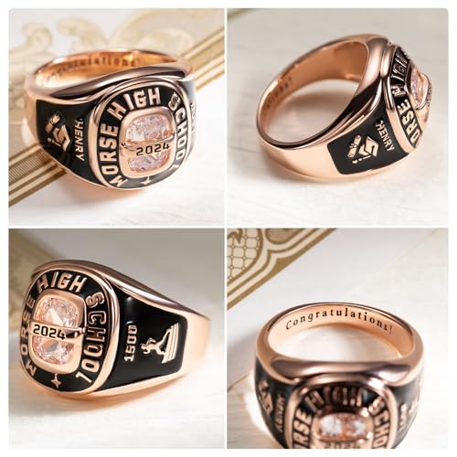 Custom Class Ring with Customized Logo Symbol for Women Men Signet Graduation Ring for Her 2025 Grad Junior Rings Personalized Gold Championship Rings High School College University Graduation Gifts2