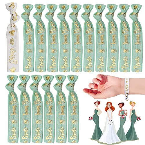 17 Pcs Bracelets Team Brid,EVJF Bracelet Team Bride,1 Blanc Bracelet Bride,16 Vert Bracelets Team Bride,pour Décorations de Mariage,Enterrement de Vie de Jeune Fille,Fête de Mariage Accessoires Cover