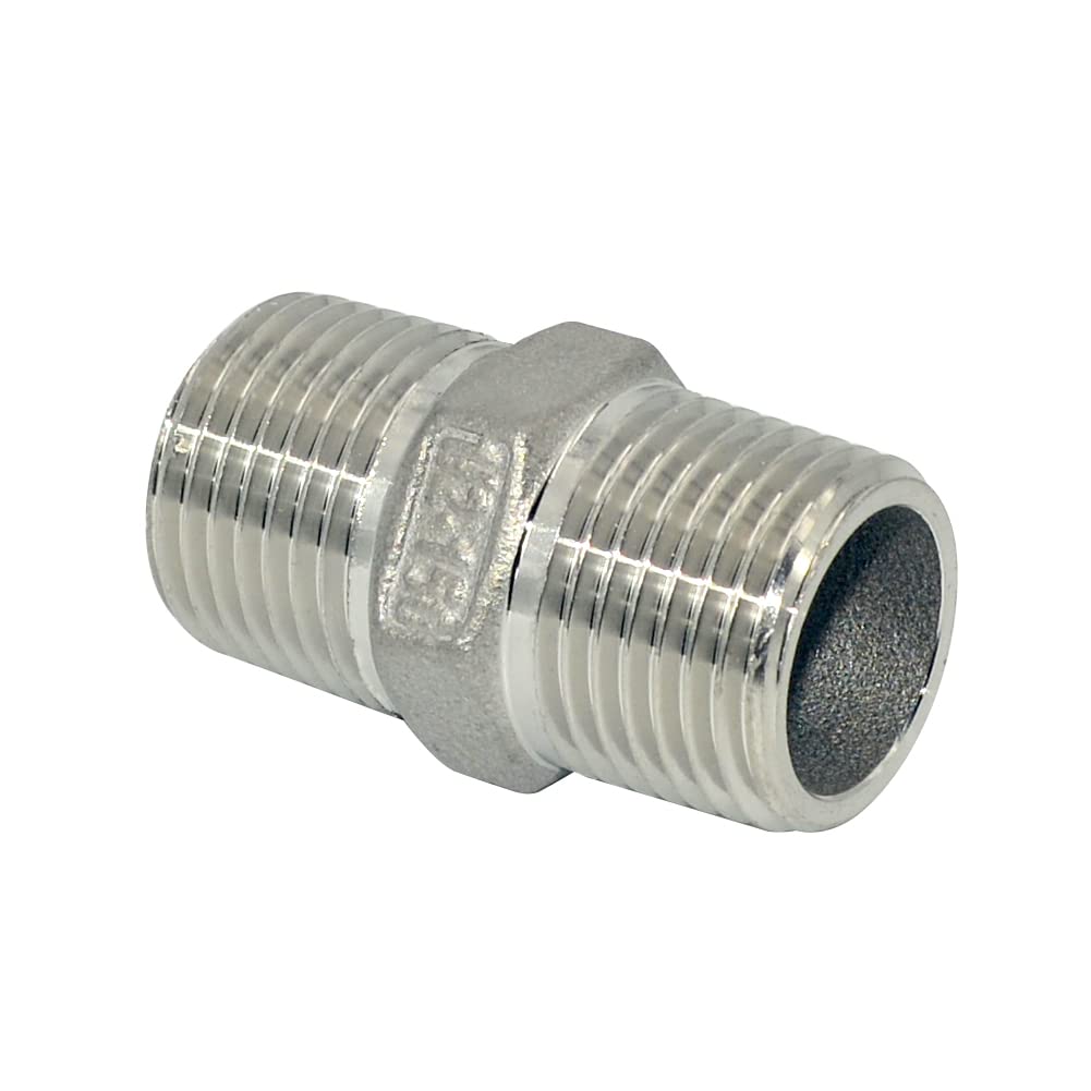 1 pz 1/8 1/4 3/8 1/2 3/4 1" Filettatura maschio Nipplo esagonale Unione 304 Raccordo for tubo in acciaio inox Raccordo for acqua Olio Aria Adattatore filettato,Connettori(1")