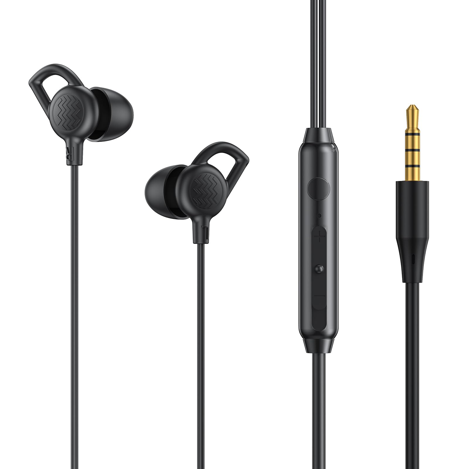 okcsc D10 in-Ear Sleeping Earphones Anti-Noise Soft Silicone with Mic Earpiece Comforted Earbud Stereo Earbuds Mini Headset Black