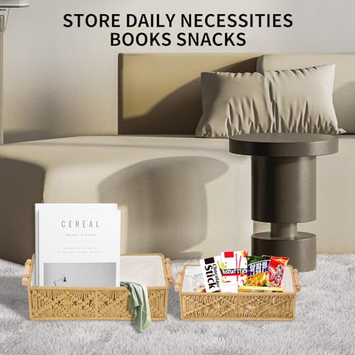 2er-Pack Aufbewahrungskörb Boho Körbchen (34x16.5x9.8cm und 30x13.5x9.8cm), Makramee Geflochtene Klopapier Aufbewahrung für Badezimmer, Bad, Schlafzimmer & Babyzimmer Aufbewahrungskörbe
