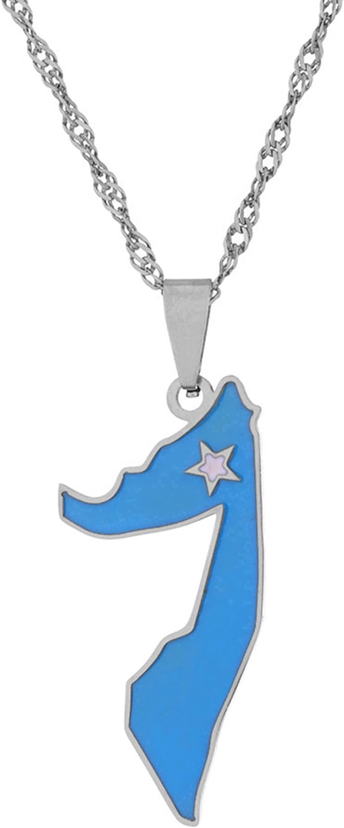 Fashion Stainless Steel Republic of Somalia Map Pendant Necklace