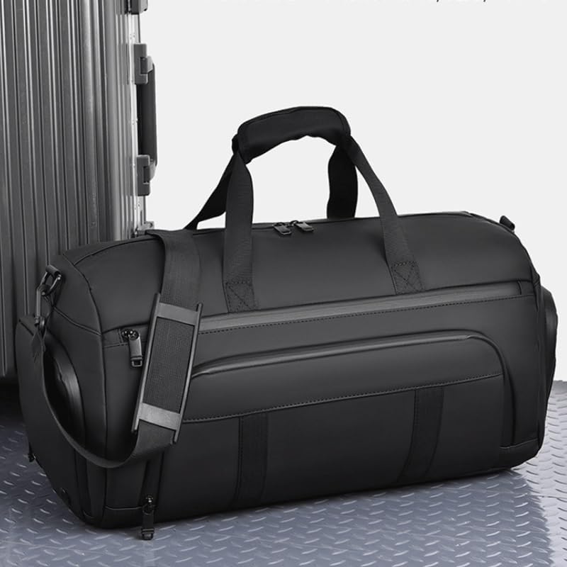 Men's Black Large Capacity Hand Held Crossbody Bag for Casual Sports Fitness Suitable for Business Trips Light Travel
