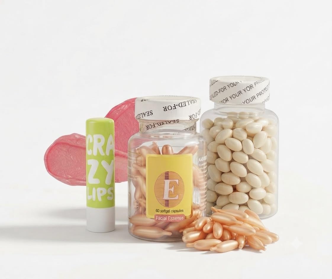 3-in-1 Skincare Set Vitamin E Capsules, Vitamin C Capsules & Lip Balm | 60 Facial Essence Capsules, 40 Brightening Capsules, Glow & Renewal Kit, Face and Lip Care, Hydrating Moisturiser-image-45