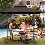 Grill Gazebo Replacement Top, 5 * 8 Outdoor BBQ Top Cover, Double Layer BBQ Gazebo Top Canopy for Model #L-GG001PST-F(Brown) - Image 5