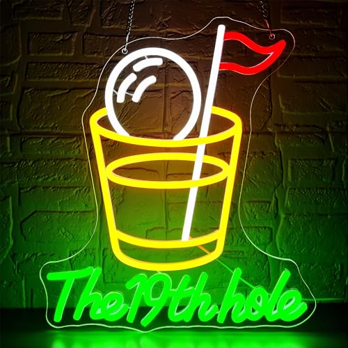 19th Hole Neon Sign for Wall Decor Golf Neon Light