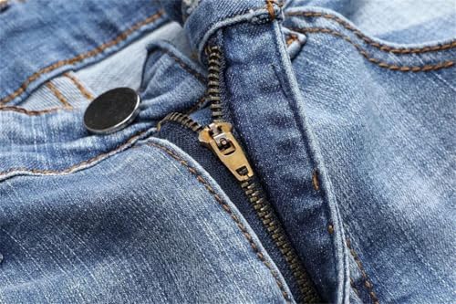 Men's Ripped Jeans Streetwear Stretch Straight Slim Fit Casual Trousers2