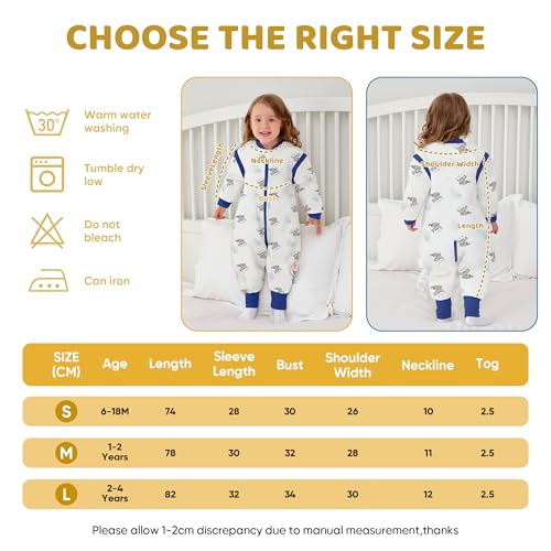Image of LAT Winter Baby Sleep Bag with Feet,3-way zip Wearable Blanket with Removable Sleeves,Warm Sack for Toddler 2.5 TOG