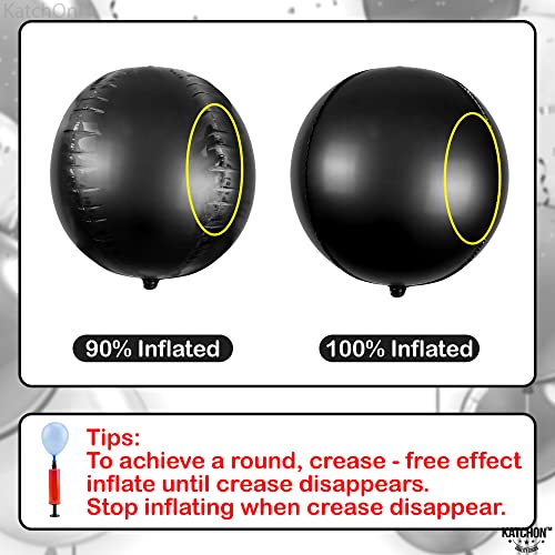 Image of KatchOn, Big Matte Black Foil Balloons - 22 Inch, Pack of 6 | 4D Metallic Balloon for Black Birthday Decorations | Black Metallic Balloon, Happy New Year Balloons for New Years Decorations | NYE Decor