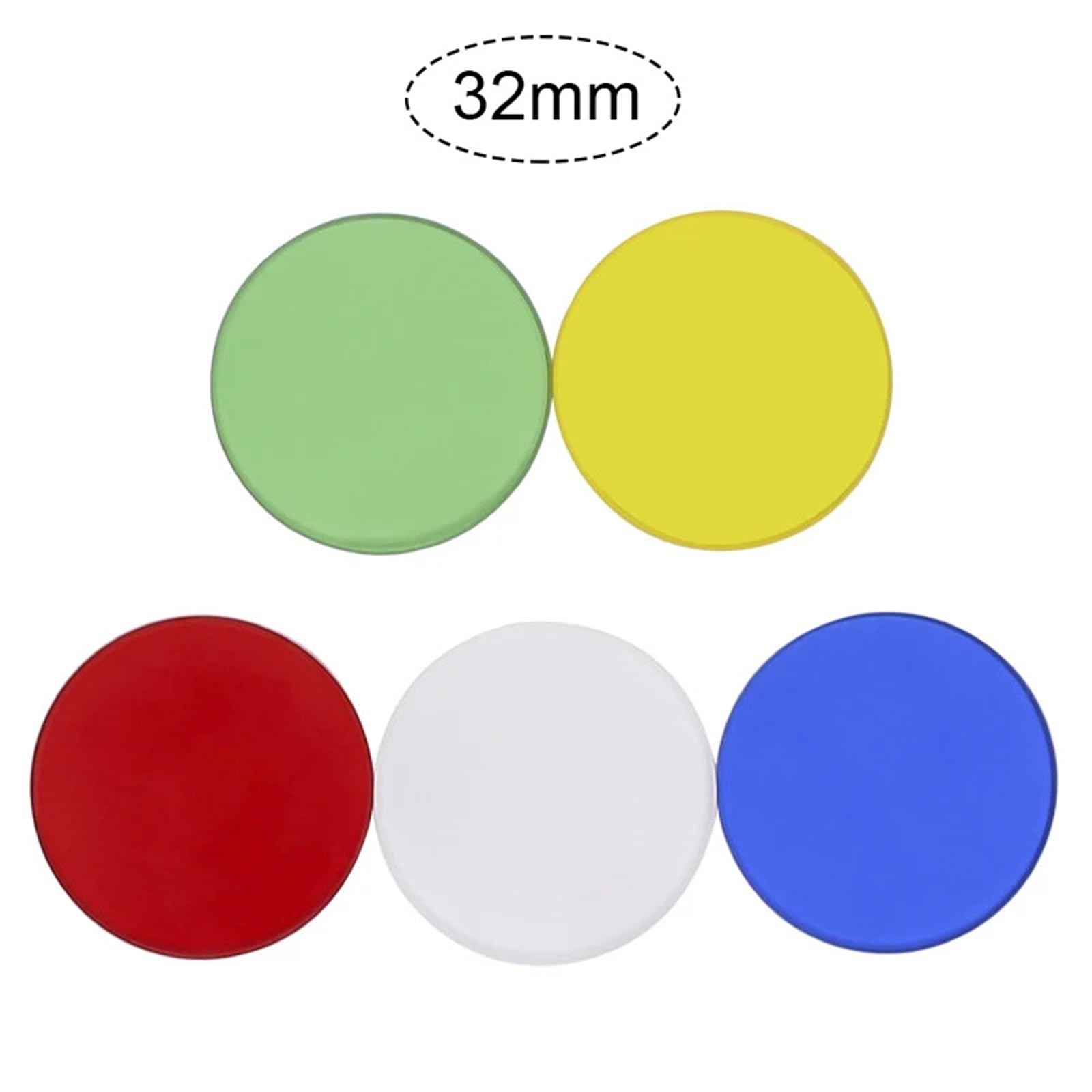 5 Piezas de filtros de microscopio 32 35 42 45mm de diámetro Accesorios de microscopio biológico Verde Azul Amarillo Blanco Rojo Vidrio óptico(Diameter 32mm)