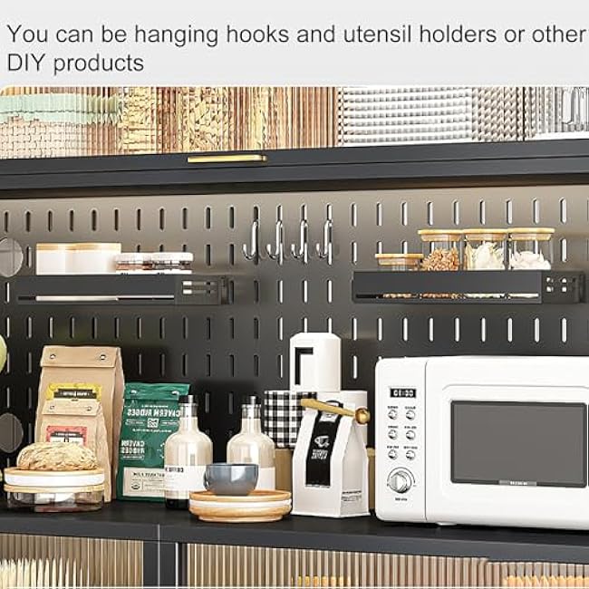 White Coffee Bar Cabinet with Microwave Stand, Bakers Rack & Transparent Flip Switch Door, DIY Backplane, Rolling Cart for Kitchen, Dining Room & Living Room - 60 Size-RxrZv0Ig