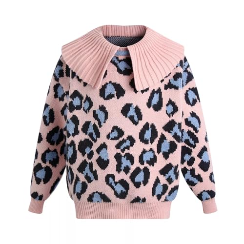 Richie House Kids Girls Winter Pullover Knitted Sweater Lapel Collar Thick Warm Coat RHK3002