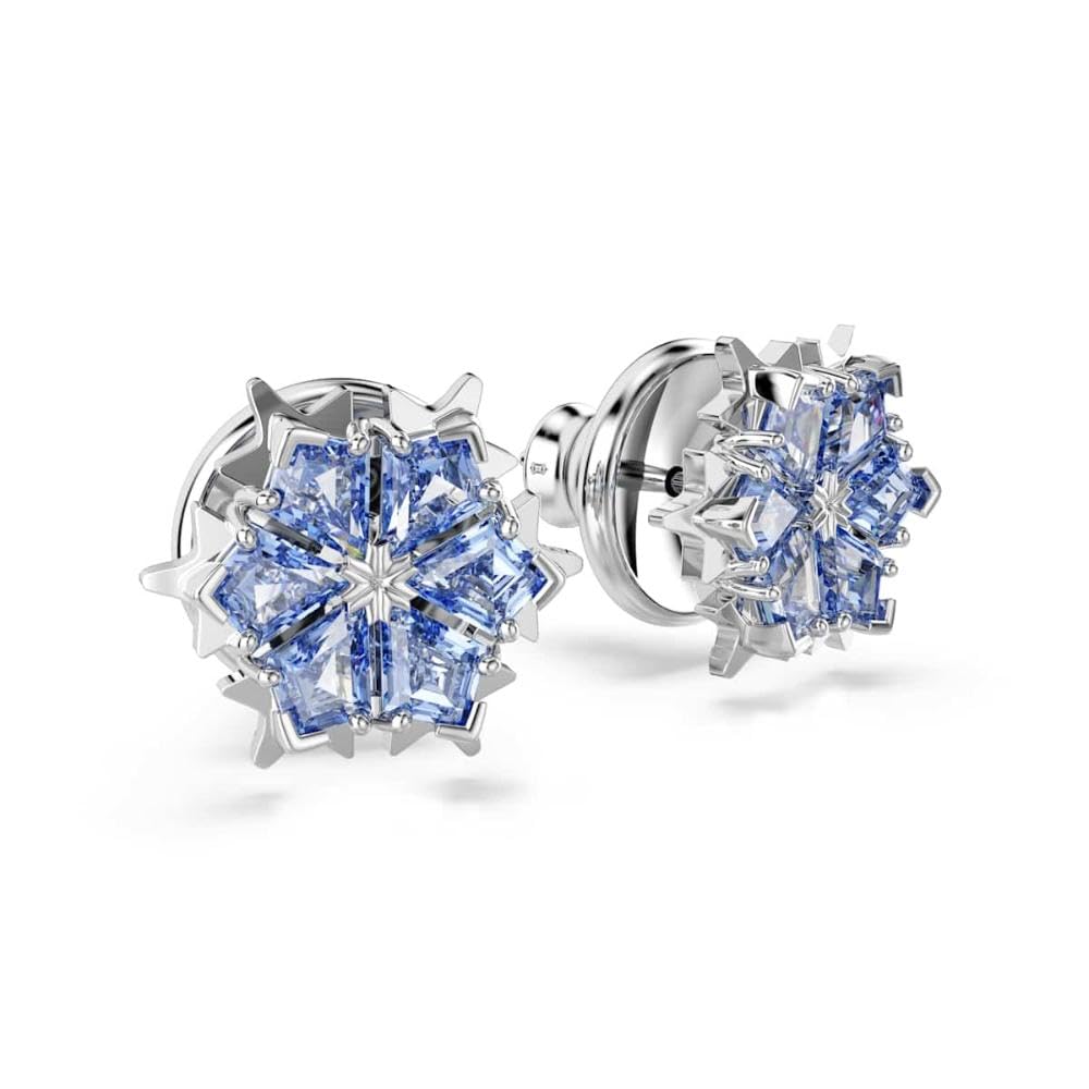 Swarovski Magic Orecchini a Lobo, Gioielli Versatili con Zirconia Grigio-Blu Swarovski, Forma a Fiocco di Neve, Placcatura in Tonalità Rodio, 1 x 1 cm, peso (singolo orecchino) 1,4 g