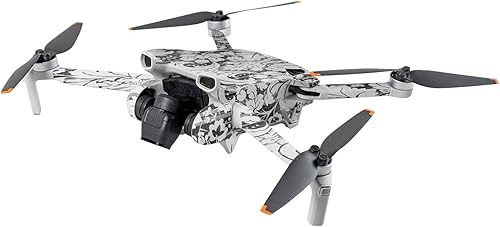 MightySkins - Piel brillante con purpurina compatible con DJI Mini 3, diseño floral retro, protector y duradero, acabado brillante con purpurina,