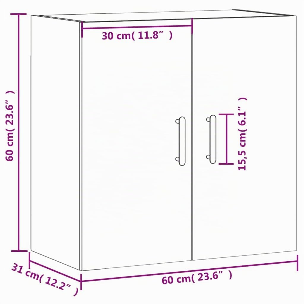 vidaXL Wandschrank, Hängeschrank mit viel Stauraum, Wandmontage Badschrank Medizinschrank, Aufbewahrungsschrank für Wohnzimmer, Grau Sonoma Holzwerkstoff