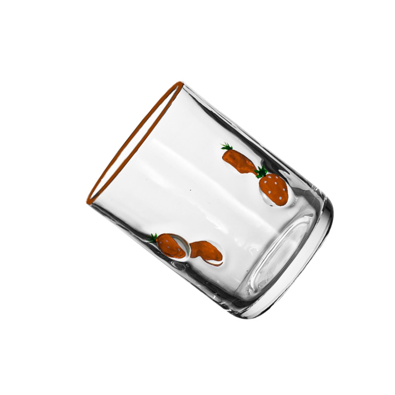 Tsophreniq User Friendly Glass Juices Cup Fruit Themd Recyclable Materials for Sustainable Use Dishwasher Safe Sturdy Sustainable Glass