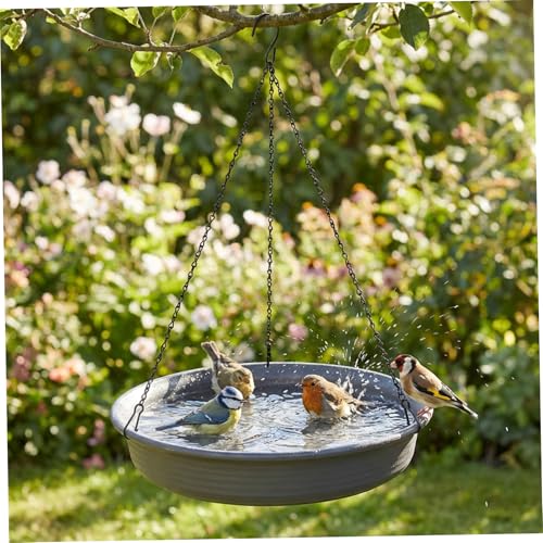 Bandeja de metal de 30 cm para alimentar aves silvestres colgando de árboles sin herramientas 3