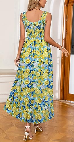 Image of Kormei Women's Casual Smocked Tank Dress Sleeveless High Low Flowy Summer Beach Tiered Loose Maxi Long Dresses