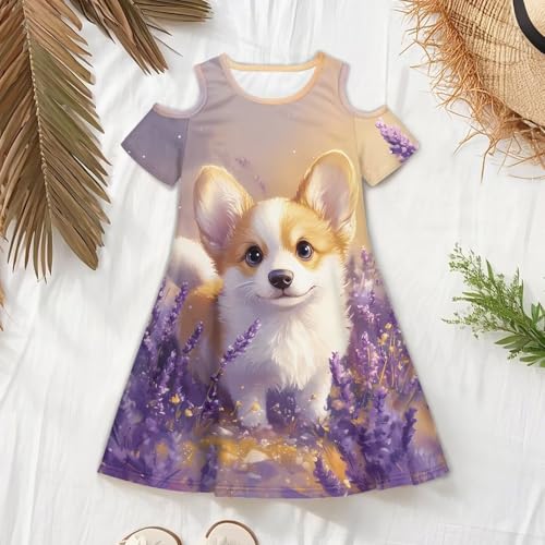 ZFRXIGN Girls Summer Short Sleeve Dress Cold Shoulder Dress with Pocket Flowy A-Line Sundress4