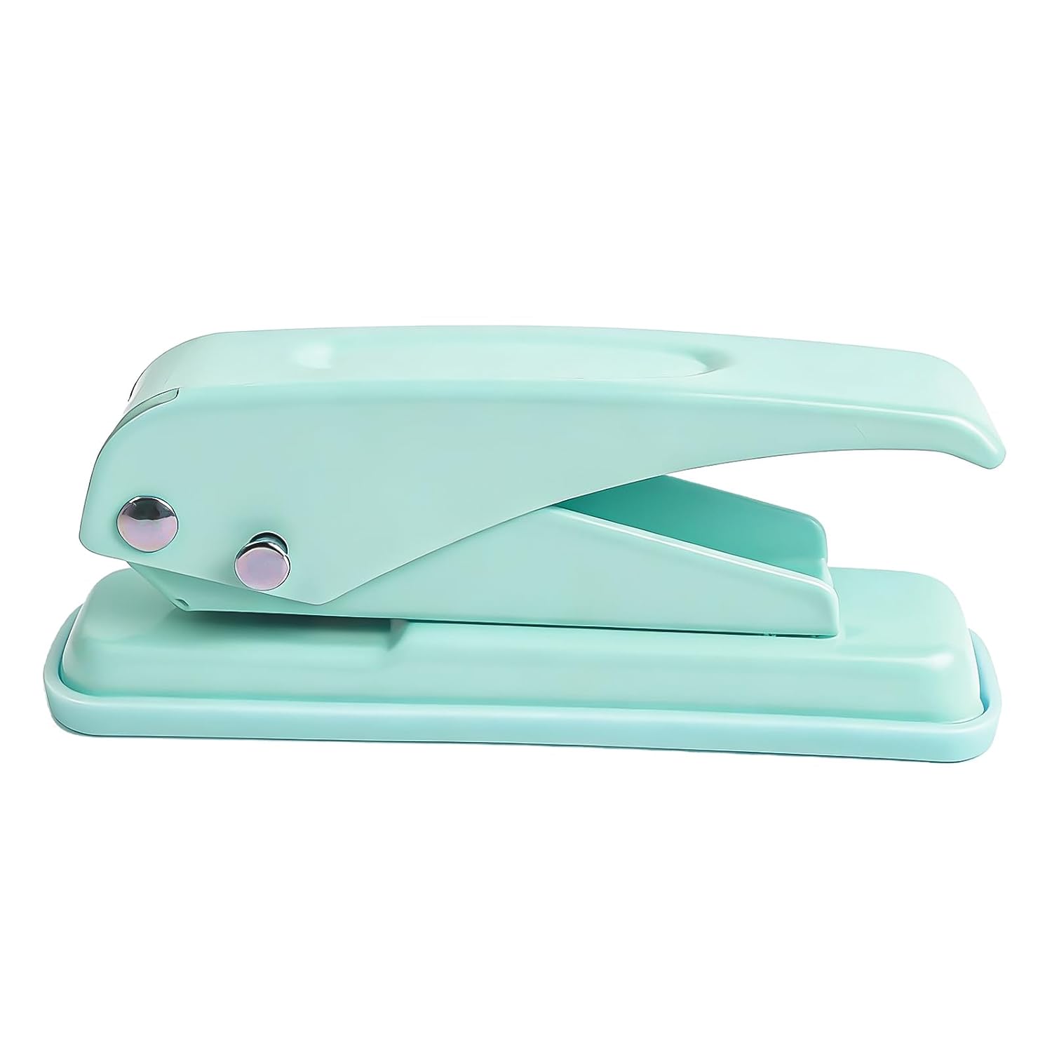 Single Hole Puncher 1/4" Round Hole, Heavy-Duty Metal Handheld Paper Punch with Chip Tray & Lock, Easy One-Hand Punch Tool for Office, School, Planner, Journals – Green