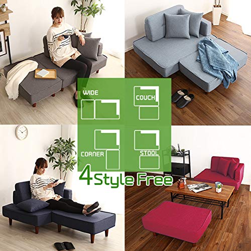Amazon｜コンパクト カウチソファー 約幅93.5cm ベージュ デニム調生地 