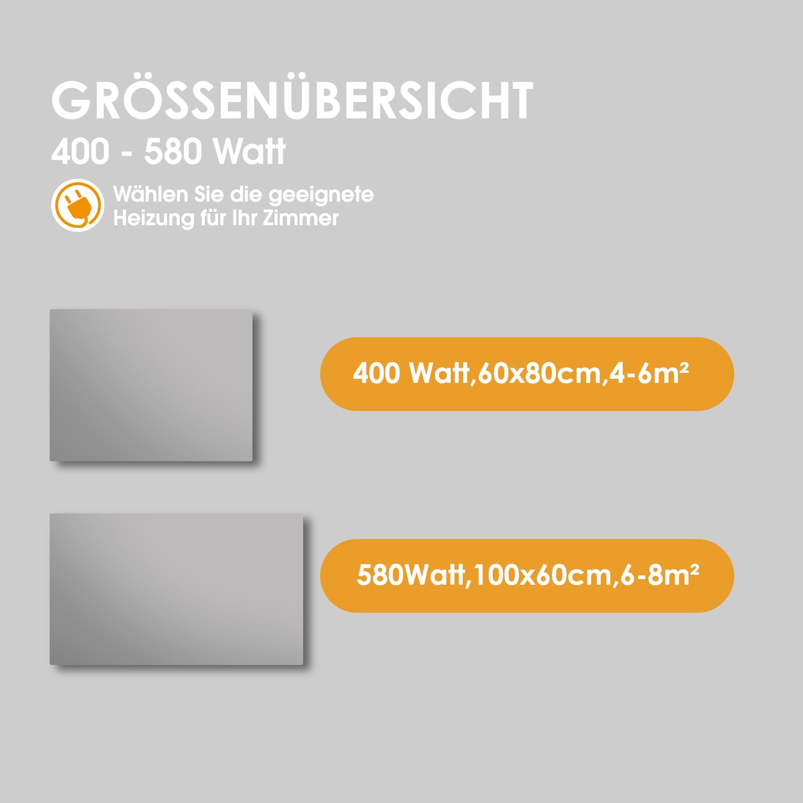 byecold Riscaldatore a infrarossi per specchio con termostato, 450 watt - Riscaldatore a infrarossi per specchio - Riscaldatore a infrarossi da parete con telecomando - 80x60 cm