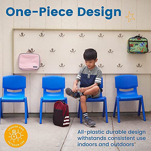 Image of ECR4Kids 12in Plastic School Stack Chair, Classroom Furniture, Blue, 10-Piece