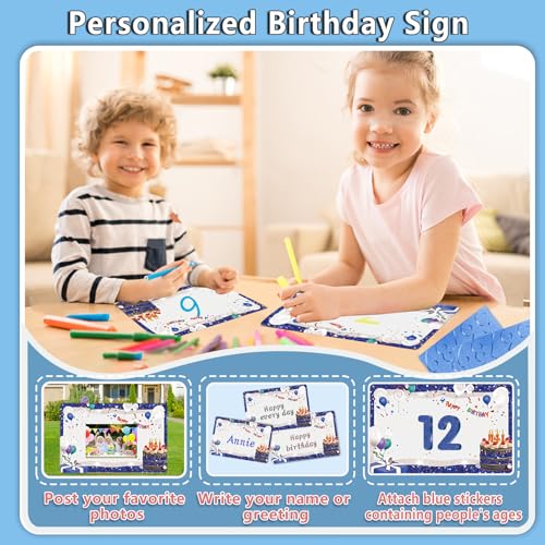 image for Rtshuok 18 Pcs Happy Birthday Yard Sign with 32.8 ft Led Light, 16” 