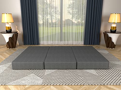 POKAR Klappmatratze 3-teilige Faltmatratze Camping Matratze Gästematratze Feldbett Klappbett Gästebett Bodenmatratze Schlafmatratze 80 x 195 x 15 cm, Anthrazit