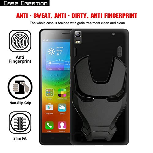 Image of COVERLY Official 3D Touch Feel Trending Marvel Avengers Logo Mask Soft Rugged Grip Silicone Iron Man Super Power Cartoon Movie Silicone Matte Back Cover for Lenovo A7000 - Black (2018)