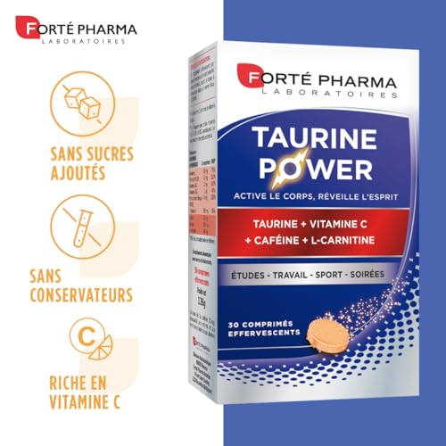 Forté Pharma - Taurine Power - Complément Alimentaire - Booster d'Énergie, Anti fatigue, Coup de boost - Caféine, Vitamine C, L carnitine, Magnesium - Goût Agrumes, 30 comprimés effervescents, 1/jour – Image 5