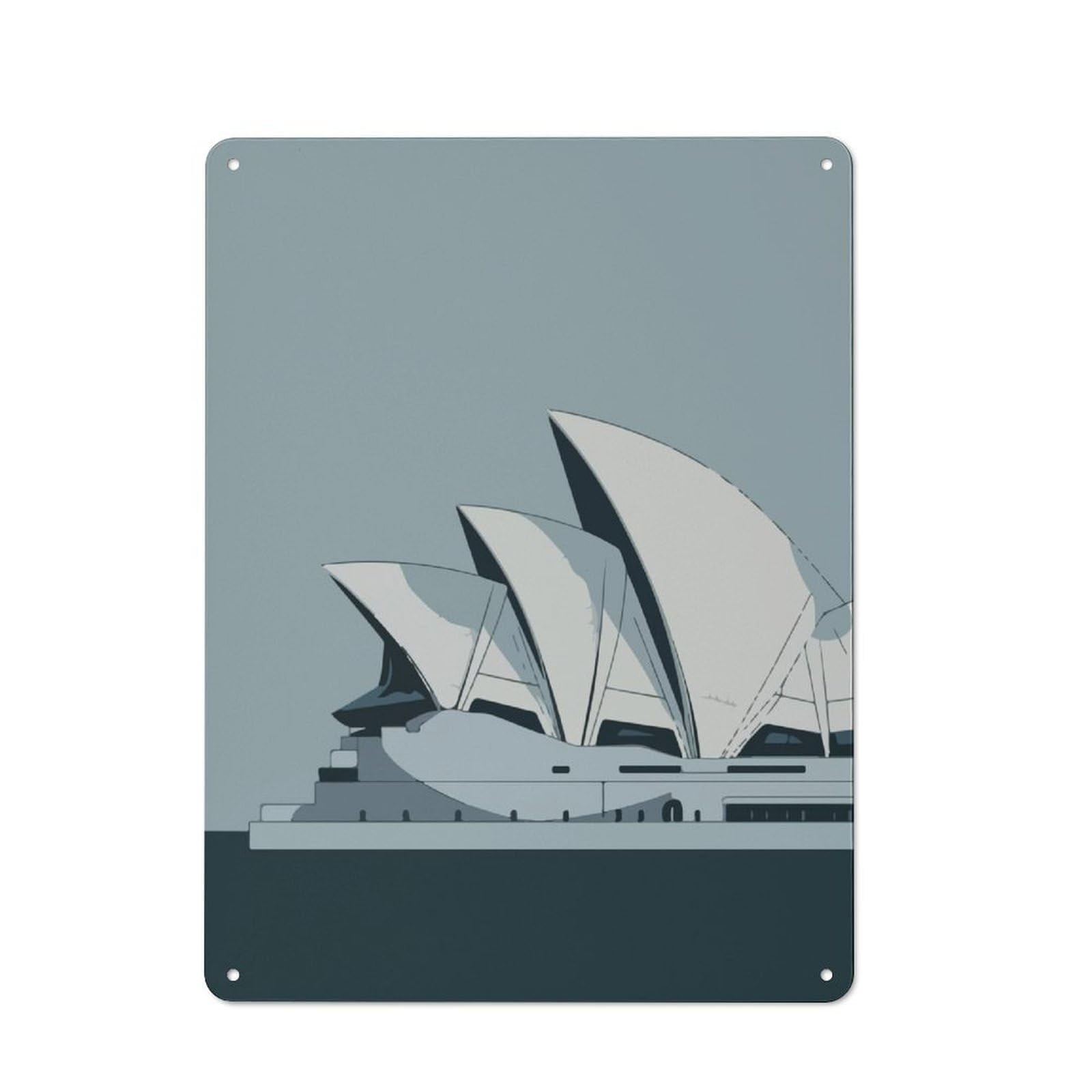 Junmoney Sydney Opera House Minimalist Art Metal Plaque 40X30cm With For Pub Or Café, Rustic Decor, For Pub Decor Enthusiasts