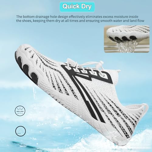Image of Beach Water Shoes for Women Men Quick Dry Non-Slip Wide Toe Hike Barefoot Footwear for Beach Pool Aqua Swim Surf Walk