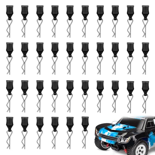 Zuxbolf 36 Clips para Coche RC Clips para Carrocería RC en Escala 1/8,1/10,1/12,1/14,1/16,1/18 Pasadores para Coche Teledirigido de Hierro Accesorios para Coches RC para Fijación Segura y Estable
