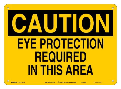 Panneau eye protection required Brady en plastique durable jaune 35x25 cm