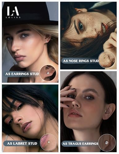 image for LOLIAS 𝟖𝟎 𝐏𝐜𝐬 Nose Rings Studs for Women Men - Straight