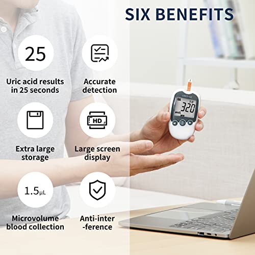 Urit Uric Acid Test Kit. Includes 25 Test Strips,25 Lacents, Lancing Devic, Uric Aid Test System For Home Use.(Mg/Dl) #TOP1