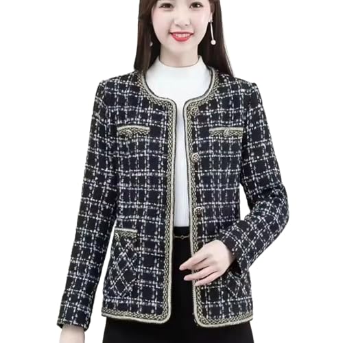 Veste coréenne en tweed haut de gamme manteau en laine boutonné coupe structurée femme
