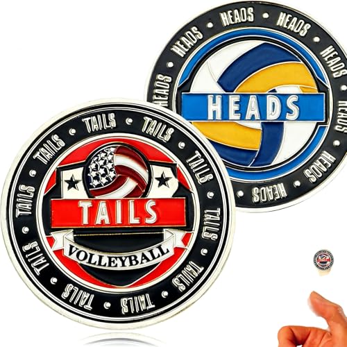 Volleyball Coin Tosser - Heads and Tails Sports Coins for Coin Tossing - Volleyball Referee Equipment, Portable Sports Coins for Referee Training Competition Referee Equipment Accessories, 1.57 Inch