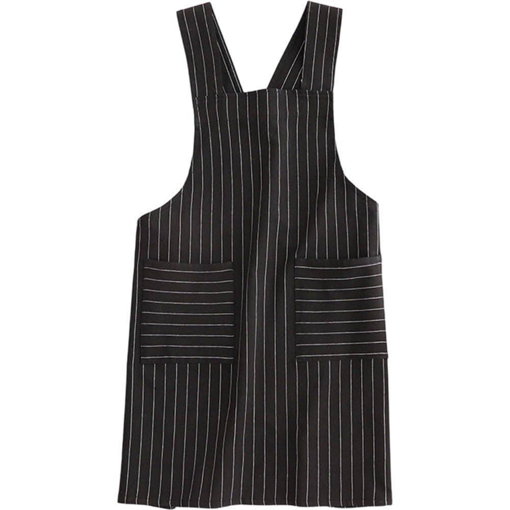 Fituenly Anti-fouling Canvas Cross-back Chef Apron for Adults, Household Cooking Baking Apron with 2 Pockets for Cafes Kitchen