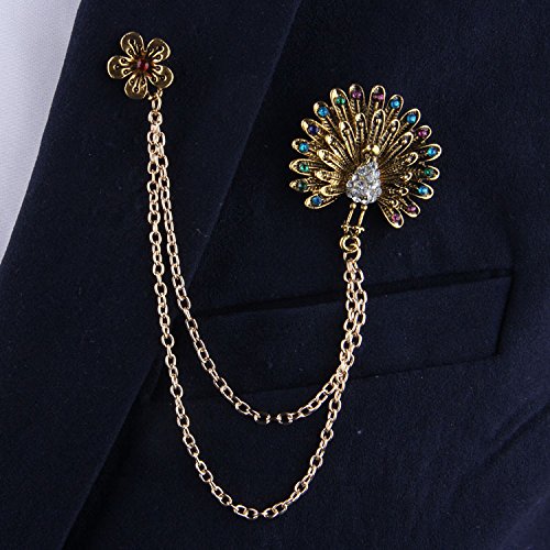 Cute Retro Brooch Peacock Brooch Badge Men And Women Tassel Chain Shirt Collar Pin Brooch Jewelry Suit