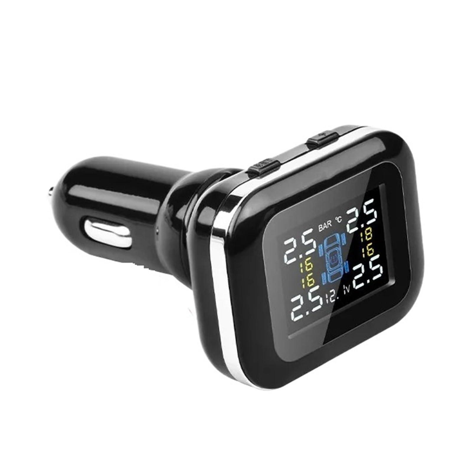 Smart Car TPMS di Allarme for Pressione Pneumatici Regolabile con Angolo Accendisigari Aggiornato Accessori Moto USB Rilevamento Preciso(Internal Sensors,TY-D10)