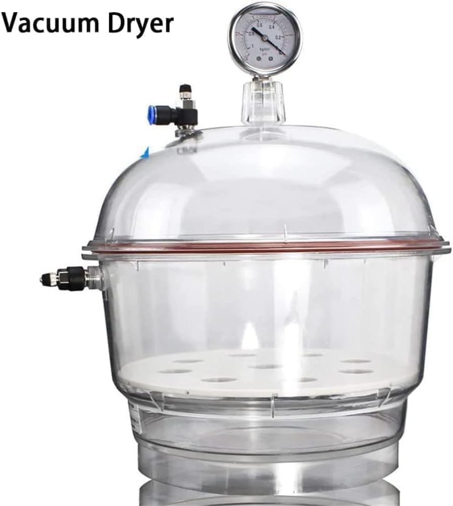 Desecador de vacío de laboratorio con medidor de aire de presión negativa, válvula doble de 150 mm, tarro de policarbonato para secado de investigación de laboratorio