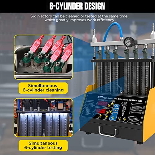 Upgraded Gdi Fuel Injector Cleaner Tool & Fuel Tester Automotive With 6 Cylinders, Catudiy Ultrasonic Injector Cleaner Machine For Fuel Injection Systems Cleaner Support Multi Voltages For All Vehicle #TOP6